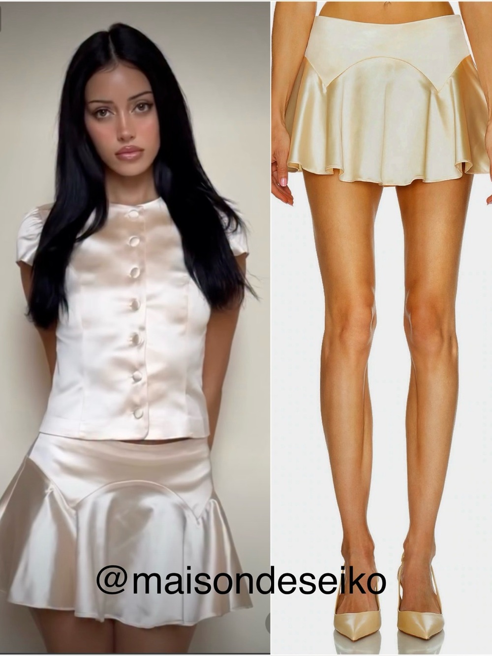 NWT Loba Mini Skirt Ivory Satin Ella Low Rise size Small